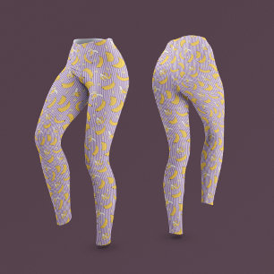 Banana Stripe Vector Muster LILA Leggings