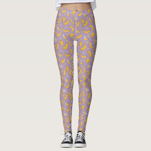 Banana Stripe Vector Muster | LILA Leggings (Vorderseite)