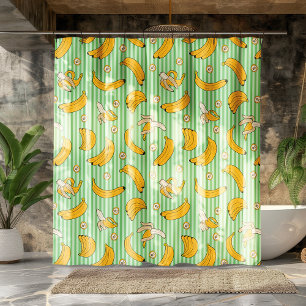 Banana Stripe Vector Muster Minzgrün Duschvorhang