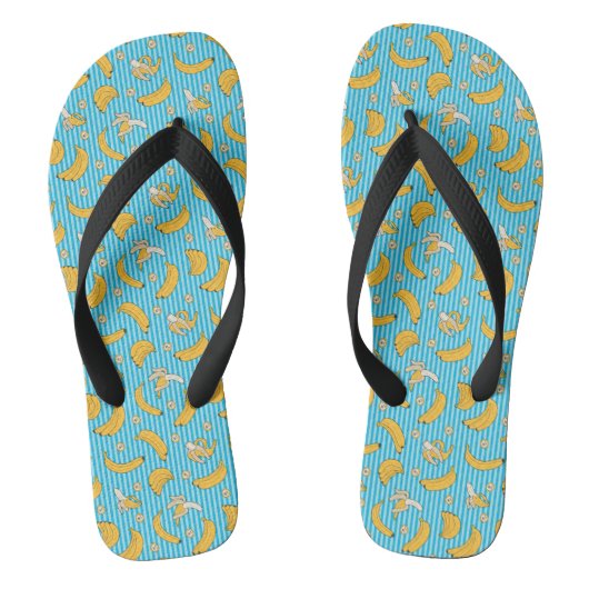 Banana Stripe Vector Muster | Türkisblau Badesandalen (Fußbett)