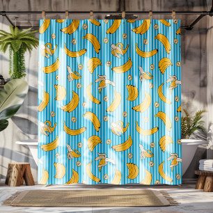 Banana Stripe Vector Muster Türkisblau Duschvorhang