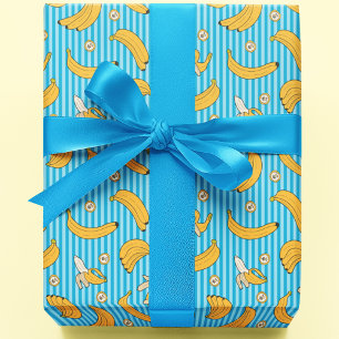 Banana Stripe Vector Muster   Türkisblau Geschenkpapier