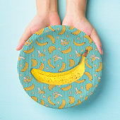 Banana Stripe Vector Muster | Türkisch Aquamarin Pappteller