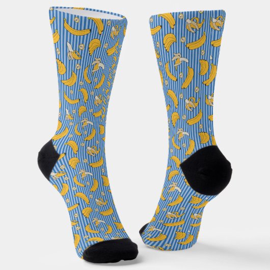 Banana Stripe Vector Pattern | Classic Blue Socken (Gewinkelt)