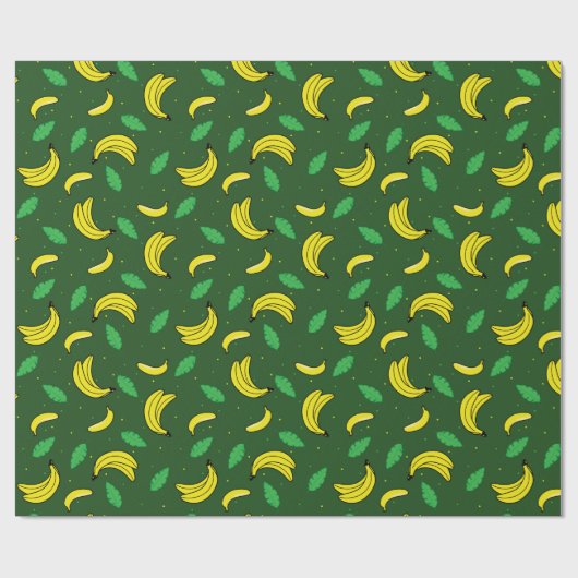 Banana Summer Yellow Green Tropical Frucht Muster Geschenkpapier (Flach)