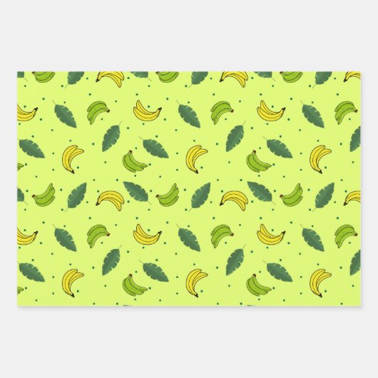 Banana Summer Yellow Green Tropical Frucht Muster Geschenkpapier Set (Vorderseite 2)