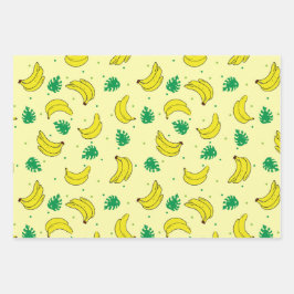 Banana Summer Yellow Green Tropical Frucht Muster Geschenkpapier Set