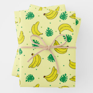 Banana Summer Yellow Tropical Frucht Muster Geschenkpapier Set
