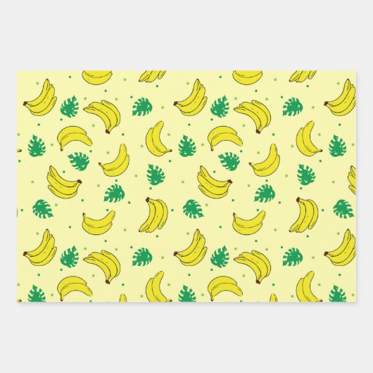 Banana Summer Yellow Tropical Frucht Muster Geschenkpapier Set (Vorderseite)