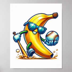 Banana Sungles Face Funny Frucht Cool Banana Funny Poster