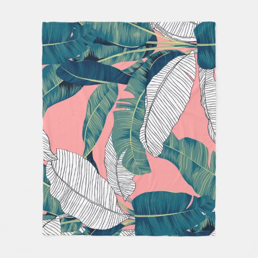 Banana Tree Botanisch: Hell rot nahtlos Fleecedecke (Vorderseite)