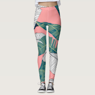 Banana Tree Botanisch: Hell rot nahtlos Leggings