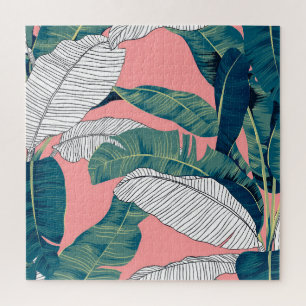 Banana Tree Botanisch: Hell rot nahtlos Puzzle