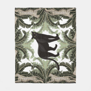 Banana Tree Cheetah Tropical Pattern Fleecedecke