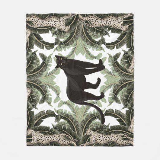Banana Tree Cheetah Tropical Pattern Fleecedecke (Vorderseite)