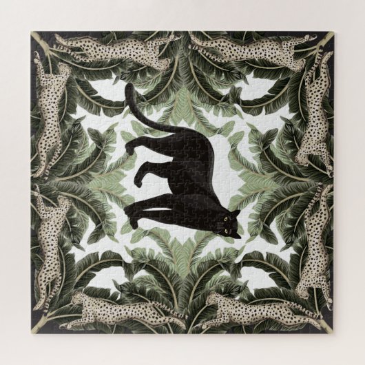 Banana Tree Cheetah Tropical Pattern Puzzle (Horizontal)