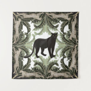 Banana Tree Cheetah Tropical Pattern Wandteppich