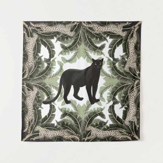 Banana Tree Cheetah Tropical Pattern Wandteppich (Vorderseite)