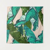 Banana tropical Leaves seamless Pattern Wandteppich (Vorderseite (Horizontal))