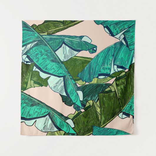 Banana tropical Leaves seamless Pattern Wandteppich (Vorderseite)