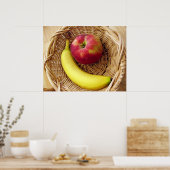 Banana und Apple in einem Korb Poster (Küche)