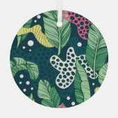 Banana verlasse abstrakte, trendige Farben Ornament Aus Glas (Rückseite)