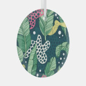 Banana verlasse abstrakte, trendige Farben Ornament Aus Glas (Vorderseite Rechts)