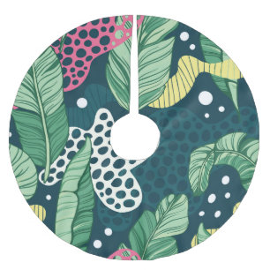 Banana verlasse abstrakte, trendige Farben Polyester Weihnachtsbaumdecke