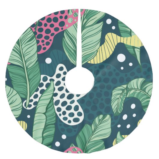 Banana verlasse abstrakte, trendige Farben Polyester Weihnachtsbaumdecke (Vorderseite)