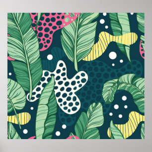 Banana verlasse abstrakte, trendige Farben Poster