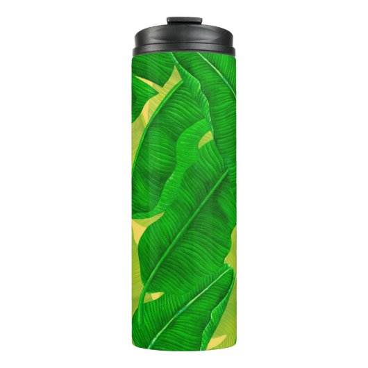 Banana verlasse Aquarellmuster Thermosbecher (Vorderseite)