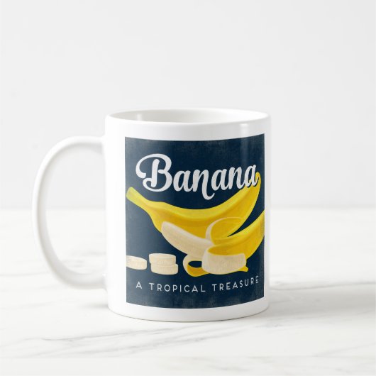 Banana Vintag Fruchtlabel Retro Kaffeetasse (Links)