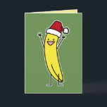 Banana-Weihnachtsmannmütze feiert und jubelt Chris Feiertagskarte<br><div class="desc">Ich Liebe Bananen in jedem Urlaub! Dies mein zeichn für eine springende Banane mit einer Weihnachtsmannmütze,  die jubelt und glücklich ist! Danke,  dass Sie sich Happy Foods Design angesehen haben.</div>