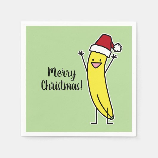 Banana-Weihnachtsmannmütze jubelt Weihnachten Serviette (Vorderseite)