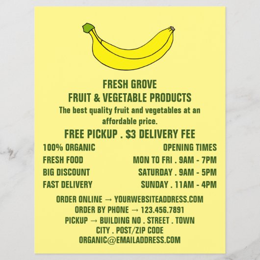 Banana, Werbung für Greengrocerts Flyer (Vorne)