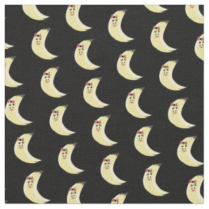 Bananas Gelber Cartoon Girl Black Pattern Stoff