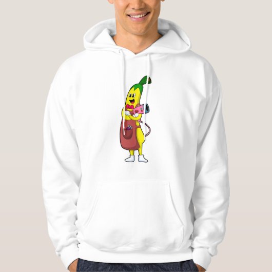 Banane als Friseur mit Fön Hoodie (Vorderseite)
