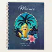 Banane aus niedlichem Cartoon am tropischen Strand Planer (Vorderseite)