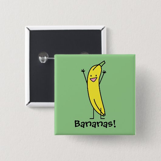 Banane, die glücklich ist, feiernd und jubelt zu button (Vorne & Hinten)