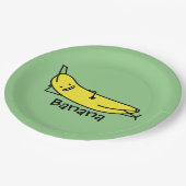 Banane, die lächelnd ist und und entspannend pappteller (Schrägansicht)