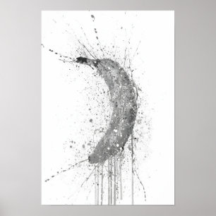 Banane Frucht Grau Poster
