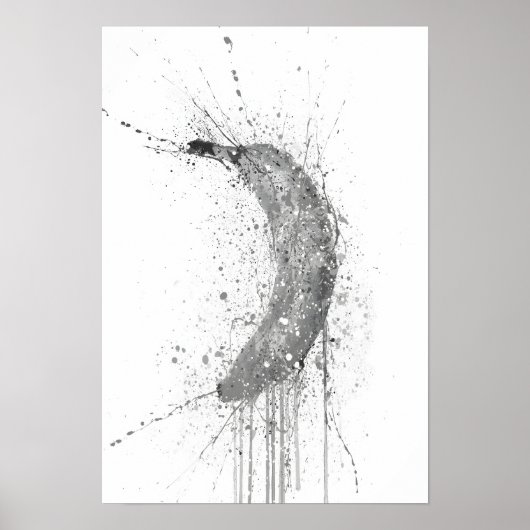 Banane Frucht Grau Poster (Vorne)