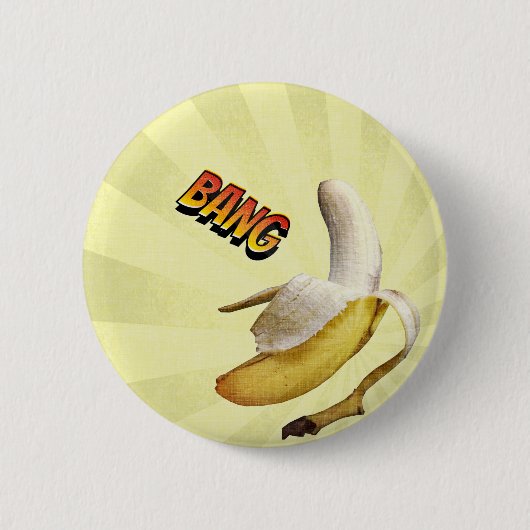 Banane KNALL-Comic-Popkunst Button (Vorderseite)