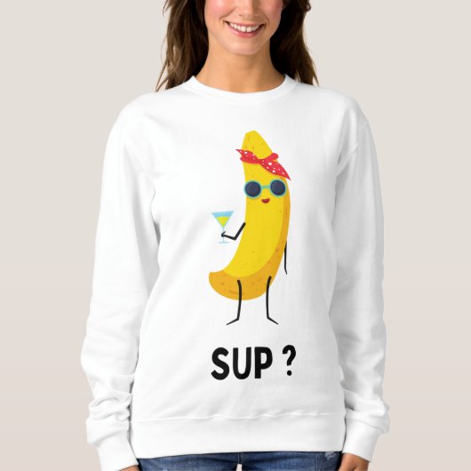 Banane mit Gläsern Obst Vegetarier Veganer Banane Sweatshirt (Vorderseite)