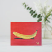 Banane mit rotem Hintergrund Postkarte (Stehend Vorderseite)