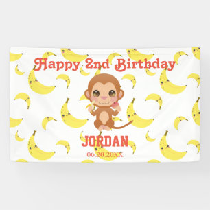 Banane-Muster-Baby-Affe-Geburtstagsfeier Banner