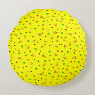Banane und Palmen Rundes Kissen