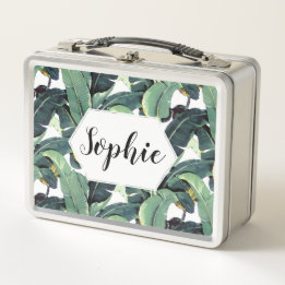 Banane verlässt Palme rostfreien Metall Brotdose