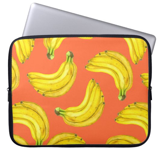 Bananen-Aquarell Laptopschutzhülle (Vorderseite)