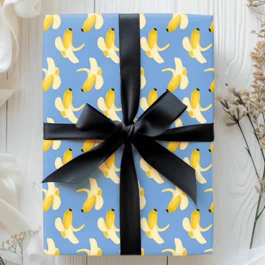 Bananen auf Blaufruchtmuster Geschenkpapier